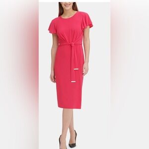 Tommy Hilfiger flutter-sleeve a-line dress in coral size 10.